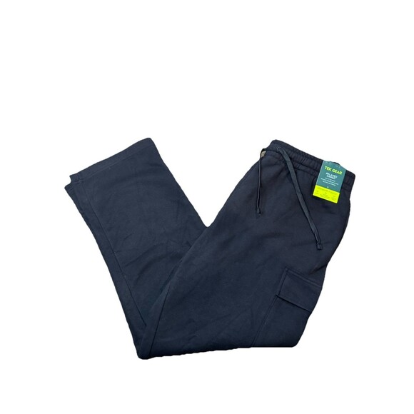Men's Tek Gear Pants Size L Black Open Bottom Relaxed Cargo Fleece Ultrasoft - Picture 8 of 8